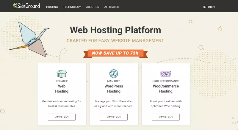 Siteground hosting website homepage