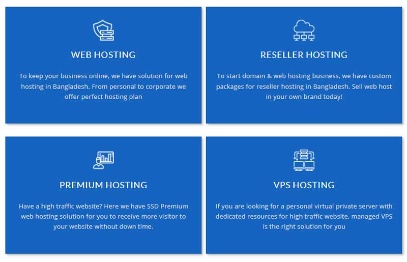 Different types of hosting services of ZhostBD